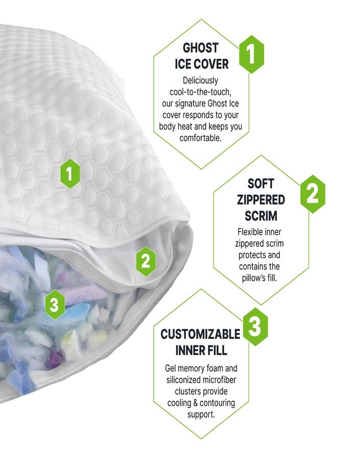 GhostBed Shredded Memory Foam Pillow with Adjustable Gel Memory Foam and Cooling Breathable Cover - Standard Size Shredded Memory Foam Pillows CertiPUR-US Certified 2-Pack - Image 4