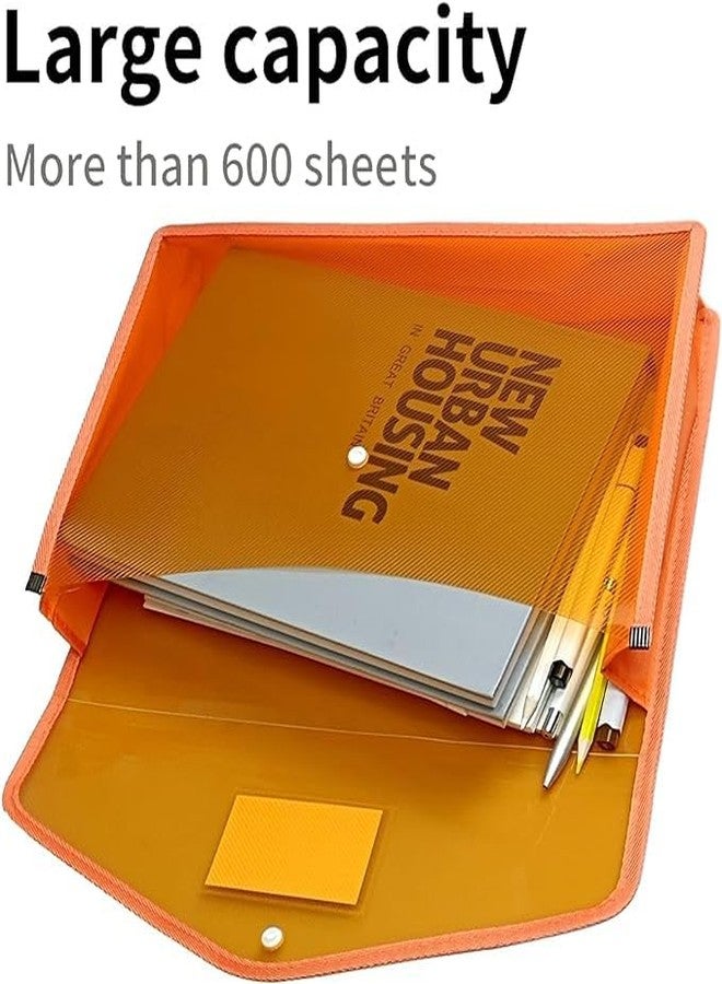 ANG A4 Plastic File Folder Poly Envelope Expanding File Wallet Document Organizer with Snap Closure & Label Pocket Clear Coloured Waterproof Accordion File Pouch for Office Home Storage Set of -5 - Image 3
