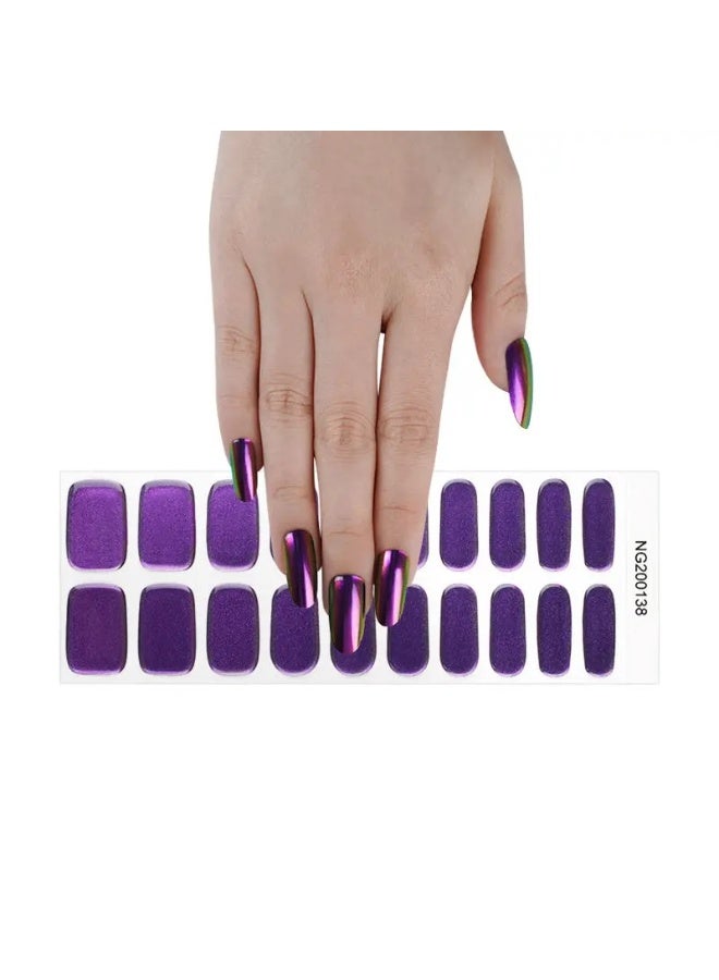 Semi-Cured Gel Nail Wraps – Salon Quality Manicure – Easy Apply & Remove – 20 Strips + File + Wooden Stick - Image 2