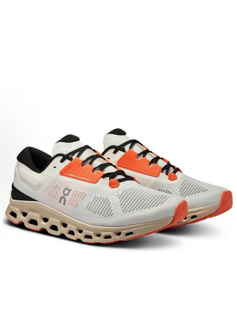 ON - ON stratus 3 casual sports shoes white black orange - Image 1