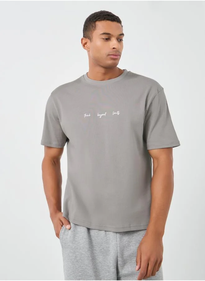 Styli Styli Slogan Print Crew Neck Short Sleeve T-Shirt