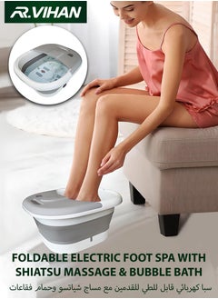 R.VIHAN Electric Shiatsu Acupoint Foot Spa Massage Bubble Bath Basin Machine with Massaging Rollers Foldable Bucket for Foot Bath Holistic Relaxation Pedicure Haven Travel-Friendly Multi-Functional for All Ages Ideal for Foot Soaking Muscle Pain Relief and More  - Image 1