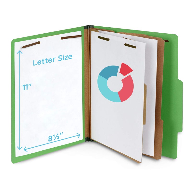 Blue Summit Supplies 10 Green Classification Folders, 2 Divider, 2 Inch Tyvek expansions, Durable 2 Prongs Designed to Organize Standard Medical Files, Law Client Files, Office Reports, Letter Size, Green, 10 Pack - Image 2