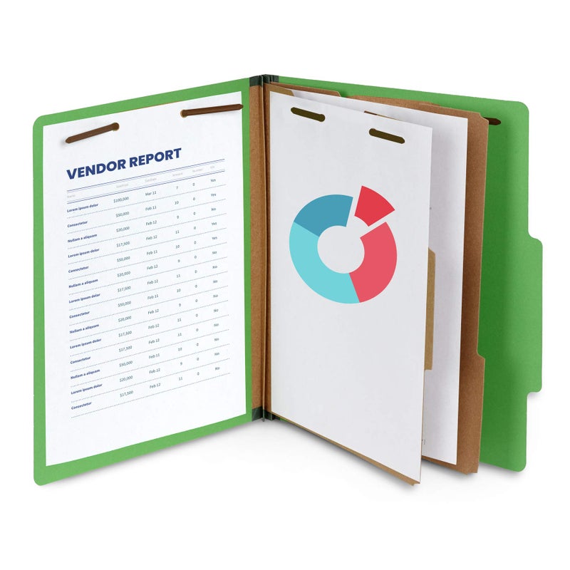 Blue Summit Supplies 10 Green Classification Folders, 2 Divider, 2 Inch Tyvek expansions, Durable 2 Prongs Designed to Organize Standard Medical Files, Law Client Files, Office Reports, Letter Size, Green, 10 Pack - Image 5