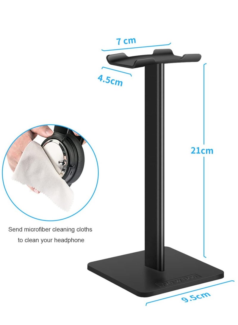 New bee Headphone Stand Headset Holder Earphone Stand with Aluminum Supporting Bar Flexible Headrest ABS Solid Base for All Headphones Size (Black)  - Image 2