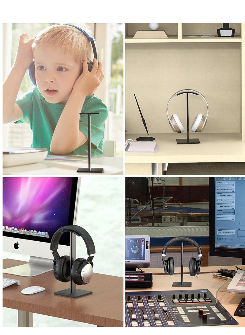 New bee Headphone Stand Headset Holder Earphone Stand with Aluminum Supporting Bar Flexible Headrest ABS Solid Base for All Headphones Size (Black)  - Image 5