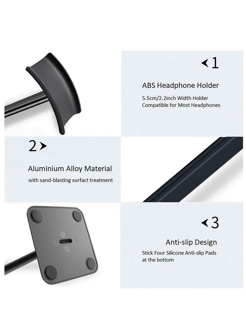 جديد سماعة النحلة حامل حامل سماعة مع الألومنيوم دعم مرنة مسند الرأس ABS قاعدة صلبة لجميع الأحجام ( أسود ) - Image 3