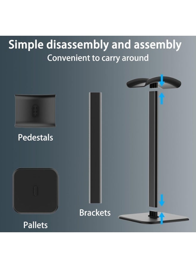 جديد سماعة النحلة حامل حامل سماعة مع الألومنيوم دعم مرنة مسند الرأس ABS قاعدة صلبة لجميع الأحجام ( أسود ) - Image 4