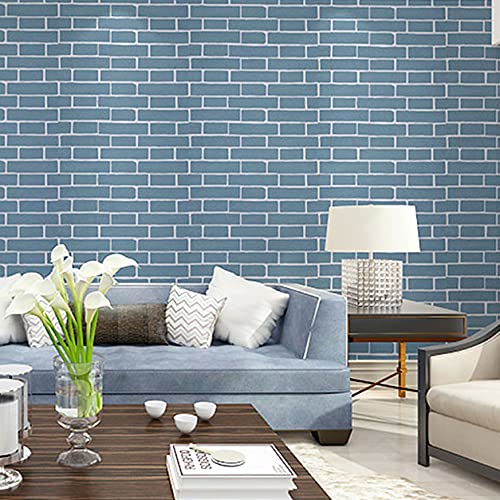 wolpin Wall Stickers Wallpaper Kids Room (45 x 500 cm) Study Table Decor Bricks DIY Self Adhesive PVC, Blue - Image 5
