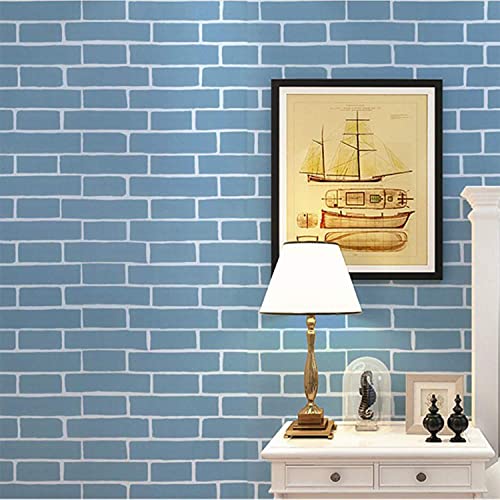 wolpin Wall Stickers Wallpaper Kids Room (45 x 500 cm) Study Table Decor Bricks DIY Self Adhesive PVC, Blue - Image 2