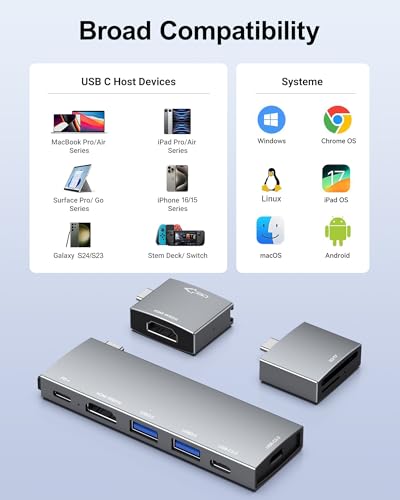NXPGKEA USB C Hub for MacBook, USB-C Hub 8-in-2, 2 HDMI 4K 60Hz, 2 USB A Data Ports microSD SD Card Reader for MacBook Pro 13 Inch, MacBook Air M1 M2 M3 iPad Dell XPS, Lenovo Thinkpad, HP Laptops - Image 3