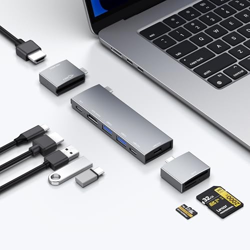 NXPGKEA USB C Hub for MacBook, USB-C Hub 8-in-2, 2 HDMI 4K 60Hz, 2 USB A Data Ports microSD SD Card Reader for MacBook Pro 13 Inch, MacBook Air M1 M2 M3 iPad Dell XPS, Lenovo Thinkpad, HP Laptops - Image 1