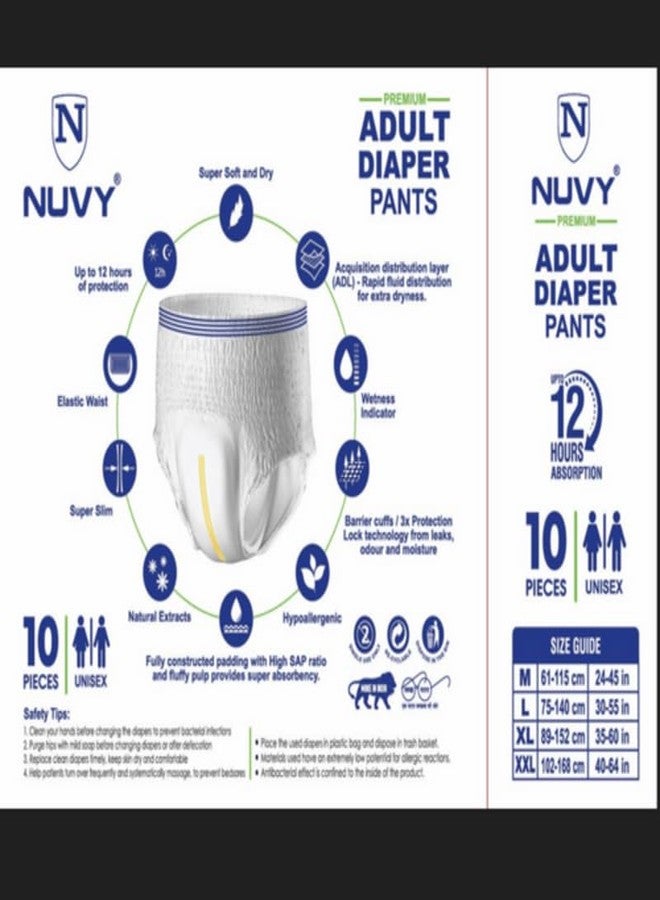 Nuvy Adult Diaper Pant L (Waist Size -34" to 58") 10 Units, 12Hours Leak Proof Protection, Odour Free - Image 5