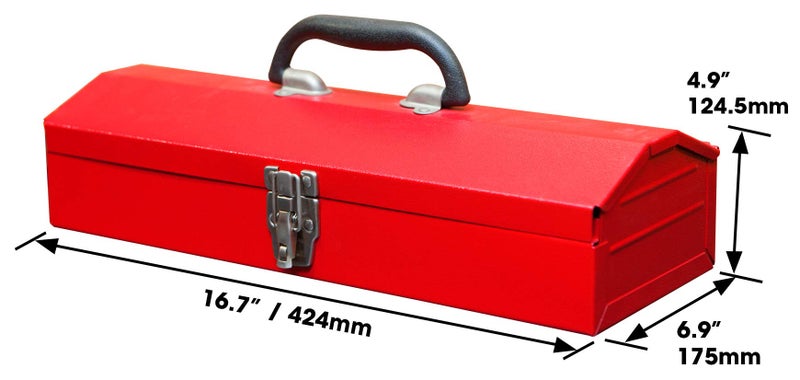 BIG RED TB102 Torin 16" Hip Roof Style Portable Steel Tool Box with Metal Latch Closure, Red - Image 3