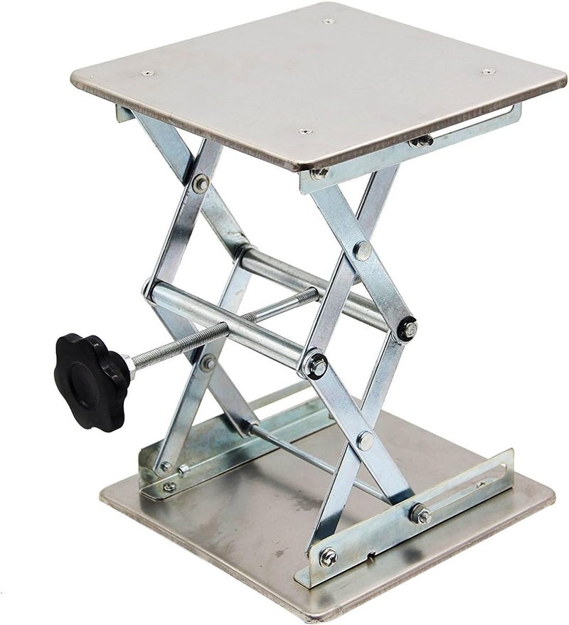HFS (R) 8x8" Stainless Steel Lab Jack Lift Table Scissor Stand Platform Max. Height 10" Load 15kg/33lbs - Image 1