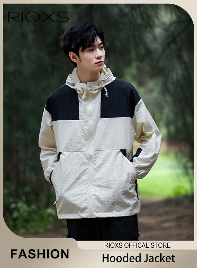 ريوكس سترة بغطاء رأس للحماية من أشعة الشمس للجنسين، سترات بغطاء رأس خفيفة الوزن وسريعة الجفاف ومزودة بسحاب كامل وجيوب بسحاب، قمصان قابلة للتنفس للحماية من أشعة الشمس، قميص شمسي غير رسمي بأكمام طويلة للصيد والمشي لمسافات طويلة وسترة خارجية للركض وركوب الدراجات والمشي لمسافات - Image 1