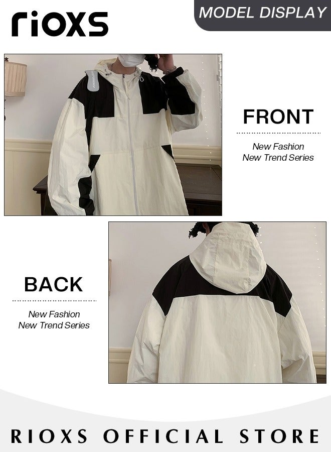 ريوكس سترة بغطاء رأس للحماية من أشعة الشمس للجنسين، سترات بغطاء رأس خفيفة الوزن وسريعة الجفاف ومزودة بسحاب كامل وجيوب بسحاب، قمصان قابلة للتنفس للحماية من أشعة الشمس، قميص شمسي غير رسمي بأكمام طويلة للصيد والمشي لمسافات طويلة وسترة خارجية للركض وركوب الدراجات والمشي لمسافات - Image 2