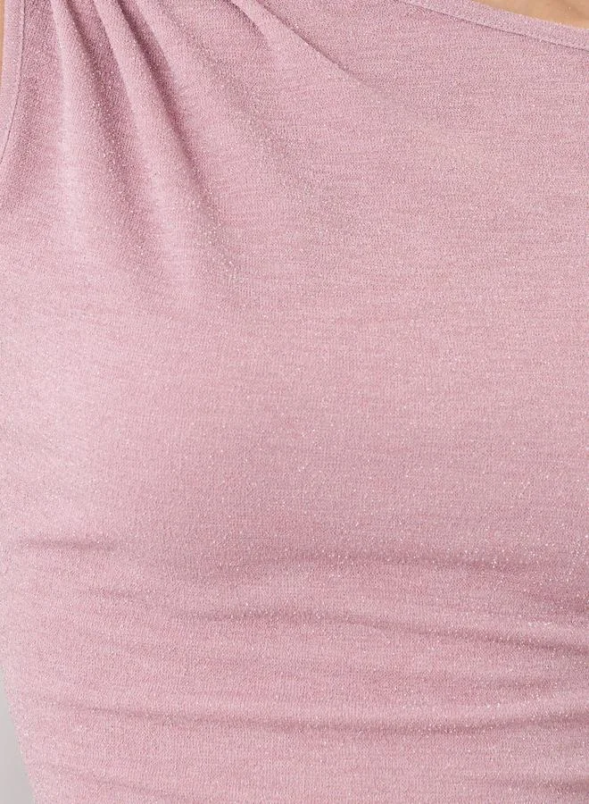 Take Two Take Two Solid One Shoulder Asymmetric Hem Knitted Top