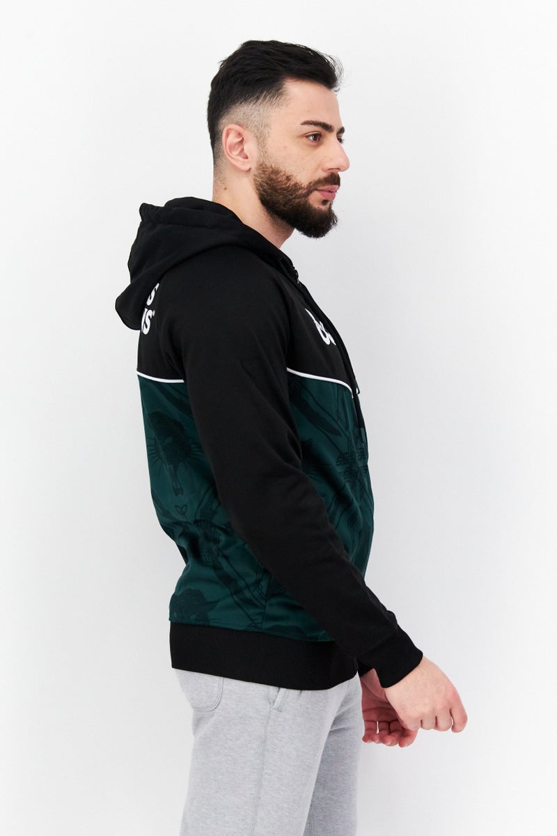 DIFUZED Men Hooded Long Sleeve Graphic Print Sweatshirt, Black - Image 4