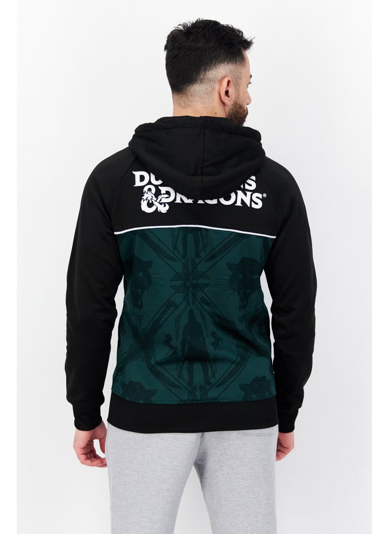 DIFUZED Men Hooded Long Sleeve Graphic Print Sweatshirt, Black - Image 5