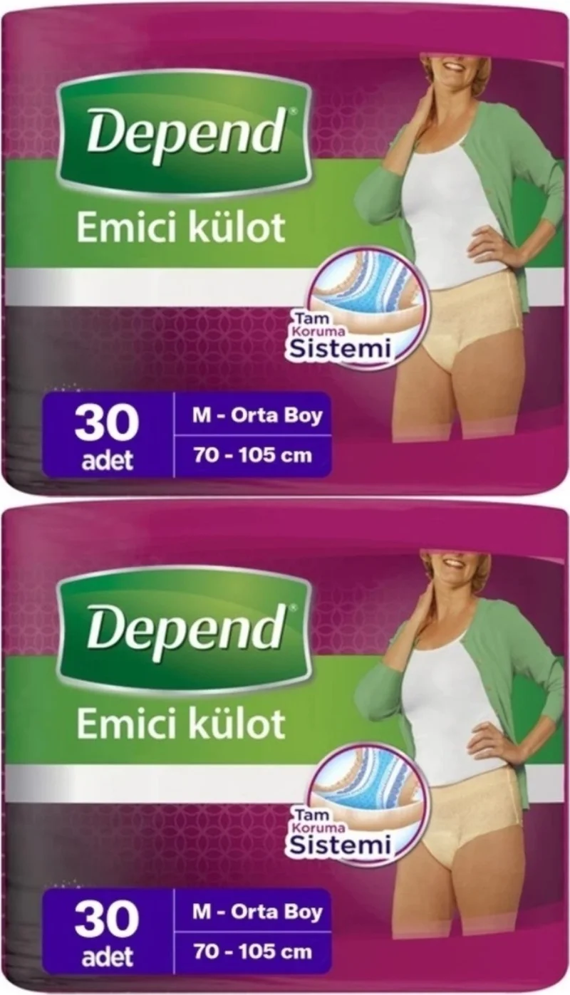 Depend Absorbent Panty Diaper Medium - Medium Women 60 Pieces (2pk*30)