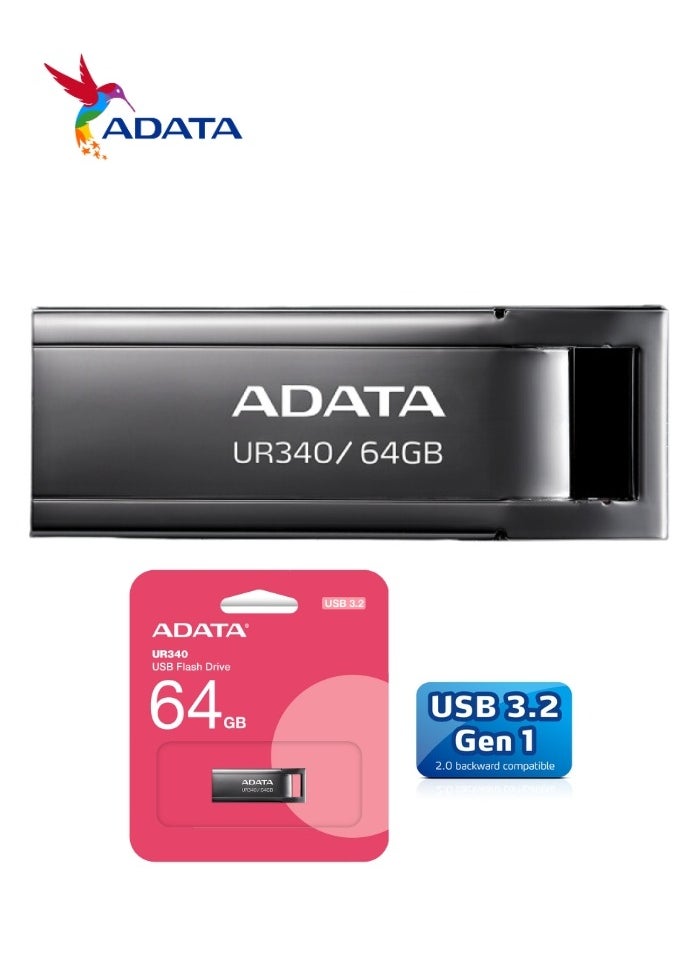 ADATA - UR340 64GB USB 3.2 Flash Drive Lightweight Waterproof | Metal | Fast Data Transfer - Image 1