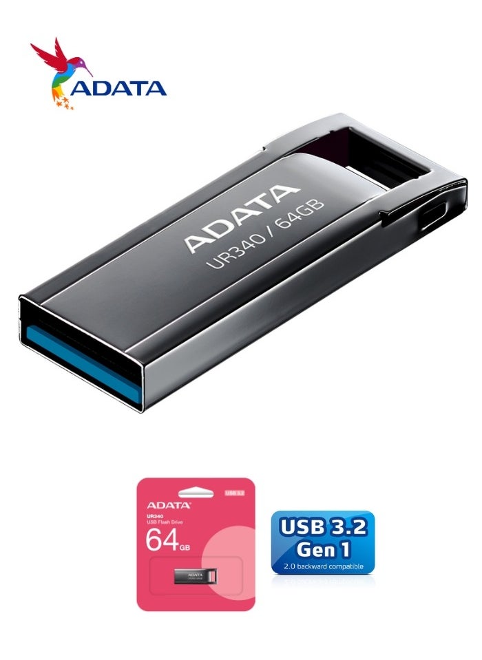 ADATA - UR340 64GB USB 3.2 Flash Drive Lightweight Waterproof | Metal | Fast Data Transfer - Image 1