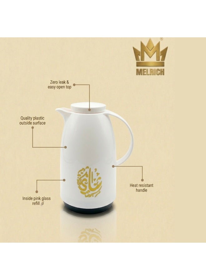 ميلريتش ترمس ميلريتش بريميوم 1.0 لتر - دلة عازلة للحرارة مع زجاج داخلي وردي - هيكل بلاستيكي أنيق للشاي والقهوة والمياه الساخنة - مقبض مقاوم للحرارة وقاعدة مانعة للانزلاق - Image 3