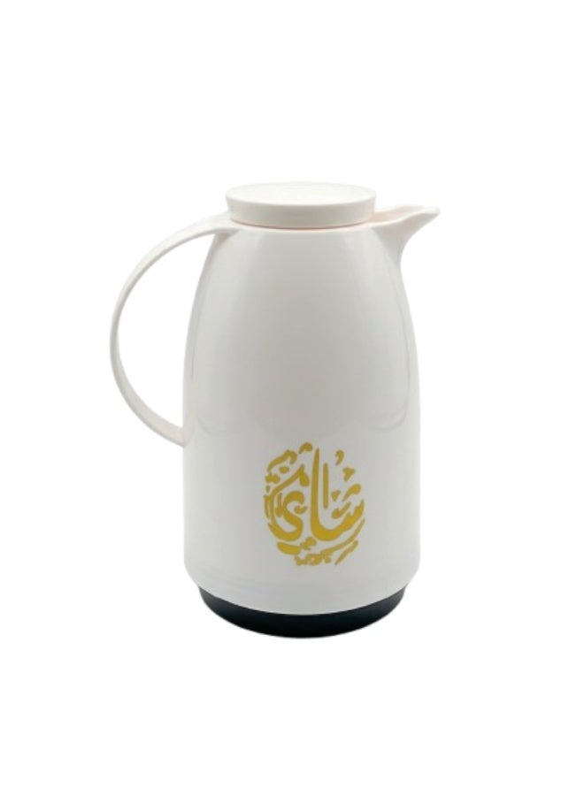 ميلريتش ترمس ميلريتش بريميوم 1.0 لتر - دلة عازلة للحرارة مع زجاج داخلي وردي - هيكل بلاستيكي أنيق للشاي والقهوة والمياه الساخنة - مقبض مقاوم للحرارة وقاعدة مانعة للانزلاق - Image 1