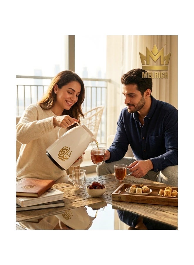 ميلريتش ترمس ميلريتش بريميوم 1.0 لتر - دلة عازلة للحرارة مع زجاج داخلي وردي - هيكل بلاستيكي أنيق للشاي والقهوة والمياه الساخنة - مقبض مقاوم للحرارة وقاعدة مانعة للانزلاق - Image 2