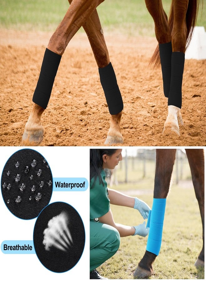 Burbell 2 Pcs Equine Kinesiology Tape for Horses or Dogs Veterinary Horse Tape Black Blue 4 Inch Equine and Canine Adhesive Uncut Roll for Vet Adhesive Animal Pets Wrap Bandages - Image 3