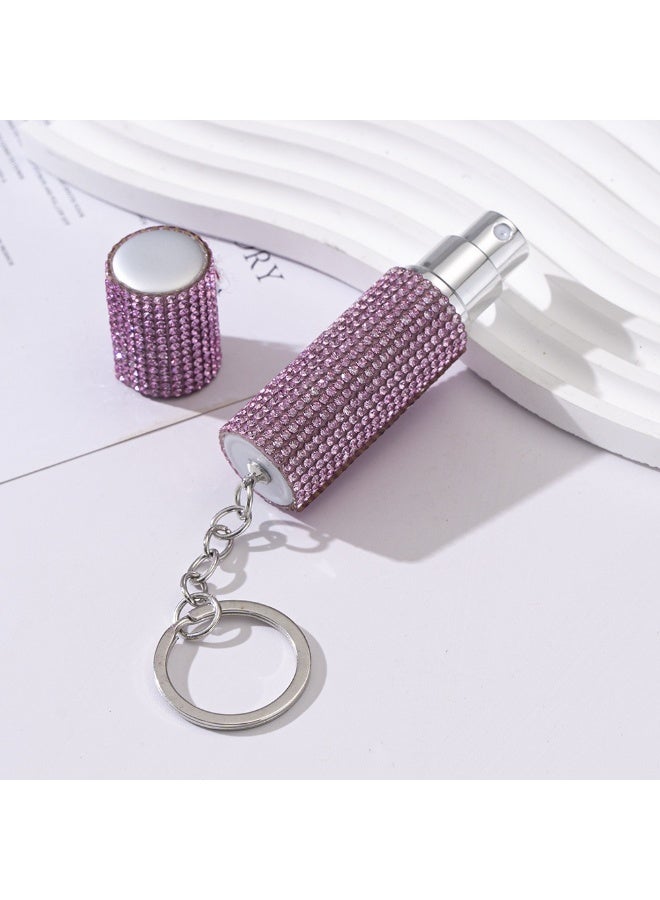 Mini Diamond-Studded Perfume Bottle Keychain - Portable Press Spray Refillable, Colorful DIY Fashion Accessory