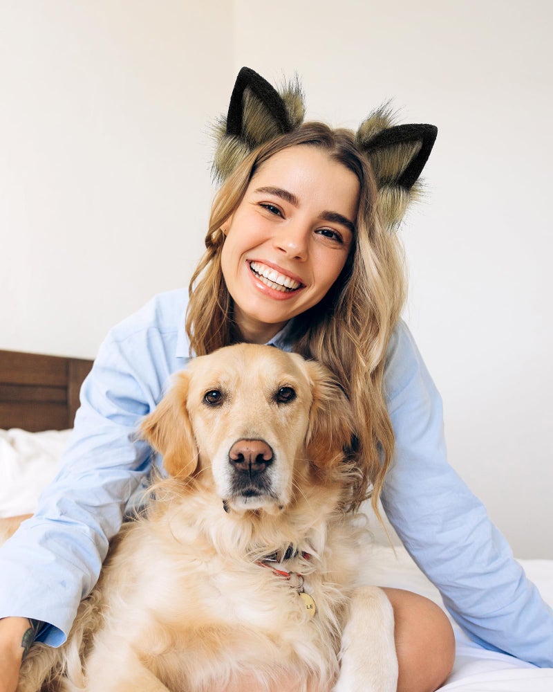 BNLIDES Handmade Fur Fox Wolf Cat Ears Headwear Women Men Cosplay Costume Party Cute Head Accessories for Halloween (Khaki Black) - Image 4