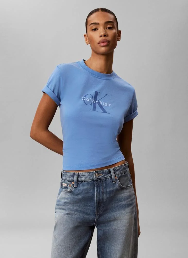 Calvin Klein Jeans Marina Washed Cotton Monogram T-shirt for Women | Best Price UAE
