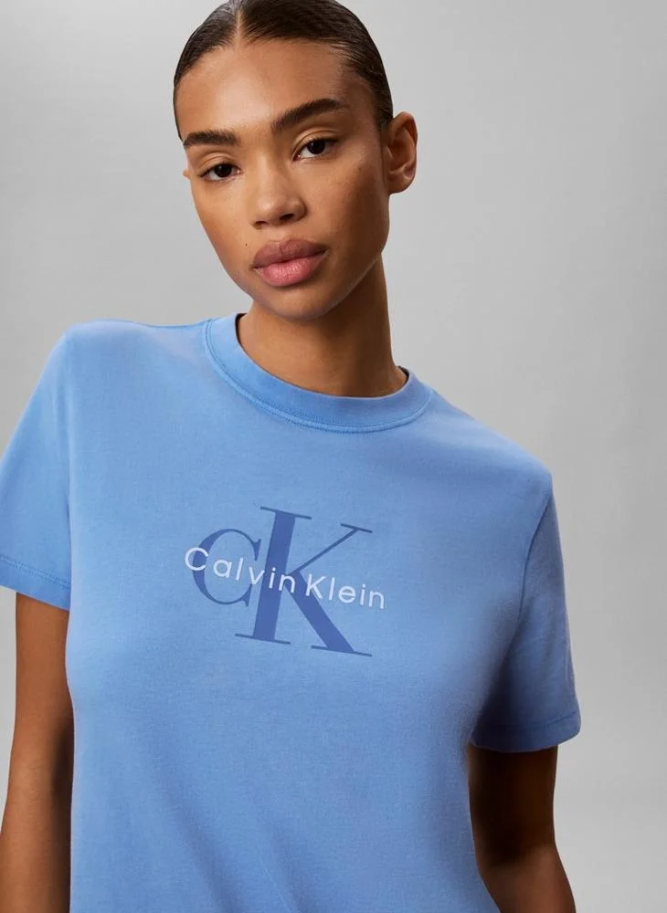 Calvin Klein Jeans Marina Washed Cotton Monogram T-shirt for Women | Best Price UAE