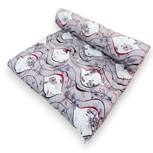 Deevine Craft Soft Cotton Foldable Mattress - Lightweight, Firm Single Gadda | 3D Design Print, 72x36 Inches (3x6 ft) | Portable for Picnic, 1 Sleeping Capacity (Purple White Mattress) - Image 1