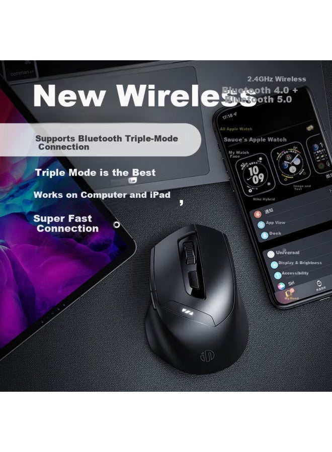 Inphic Dr01 Wireless Gaming Mouse Wired Bluetooth Tri-mode Office Mouse Right-handed Hardware Macro Desktop Laptop 2.4g Portable 12800dpi V2 Black - Image 2