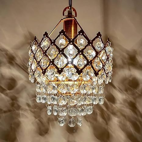 Ewings 160mm Crystal Pendant Chandelier for Ceiling | Luxury Hanging Light for Living Room, Dining Room, Hall | Antique Brass Finish with K9 Crystals | Decorative Jhoomar for Home Decor - Image 2