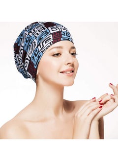Geyoga 4 Pieces Satin Lined Sleep Cap Double Layer Silk Sleeping Bonnet Slouchy Beanie Slap Hat For Women Curly Hair(Blue Lattice Green Stripe Blue And Pink Navy)  - Image 4