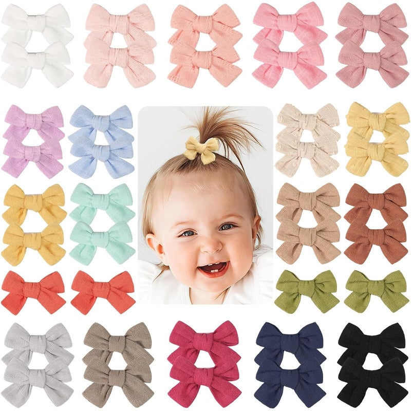 JOYOYO Baby Bows Clips in 20 ColorsCotton Linen Fabric Hair Bows Alligator Hair Clips Barrettes and Hair Accessories for Baby GirlsToddlersKids - Image 1