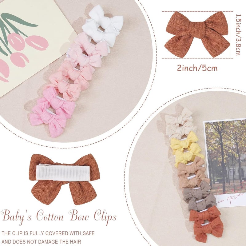 JOYOYO Baby Bows Clips in 20 ColorsCotton Linen Fabric Hair Bows Alligator Hair Clips Barrettes and Hair Accessories for Baby GirlsToddlersKids - Image 2