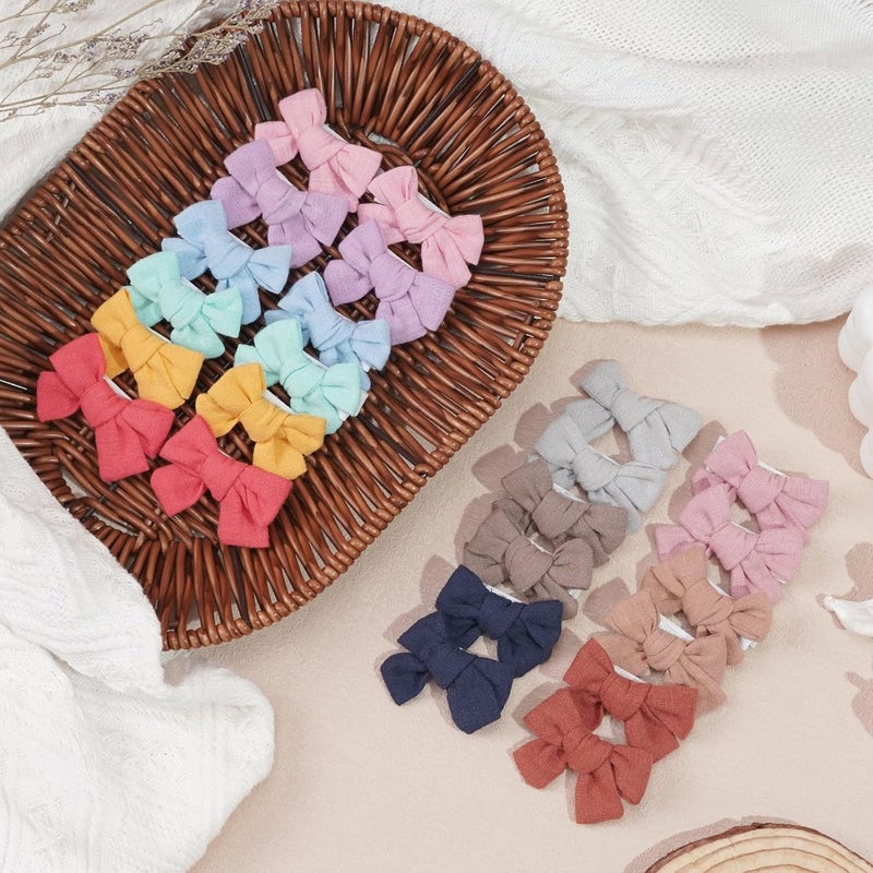 JOYOYO Baby Bows Clips in 20 ColorsCotton Linen Fabric Hair Bows Alligator Hair Clips Barrettes and Hair Accessories for Baby GirlsToddlersKids - Image 3