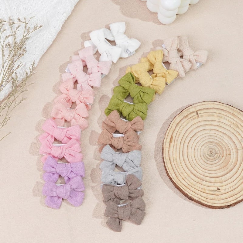 JOYOYO Baby Bows Clips in 20 ColorsCotton Linen Fabric Hair Bows Alligator Hair Clips Barrettes and Hair Accessories for Baby GirlsToddlersKids - Image 4