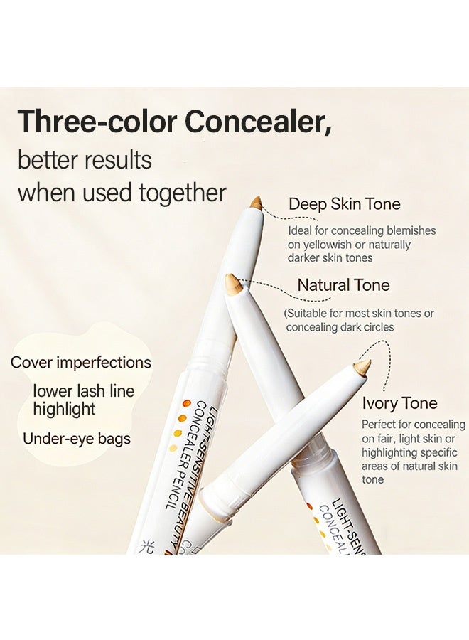 جيكومو قلم خافي عيوب للجمال حساس للضوء، قلم خافي عيوب متعدد الوظائف، 1/2/3 مقاوم للماء لتغطية كاملة، قلم خافي عيوب لتغيير خط الشفاه، تحسين شكل الحاجب 02# طبيعي - Image 4