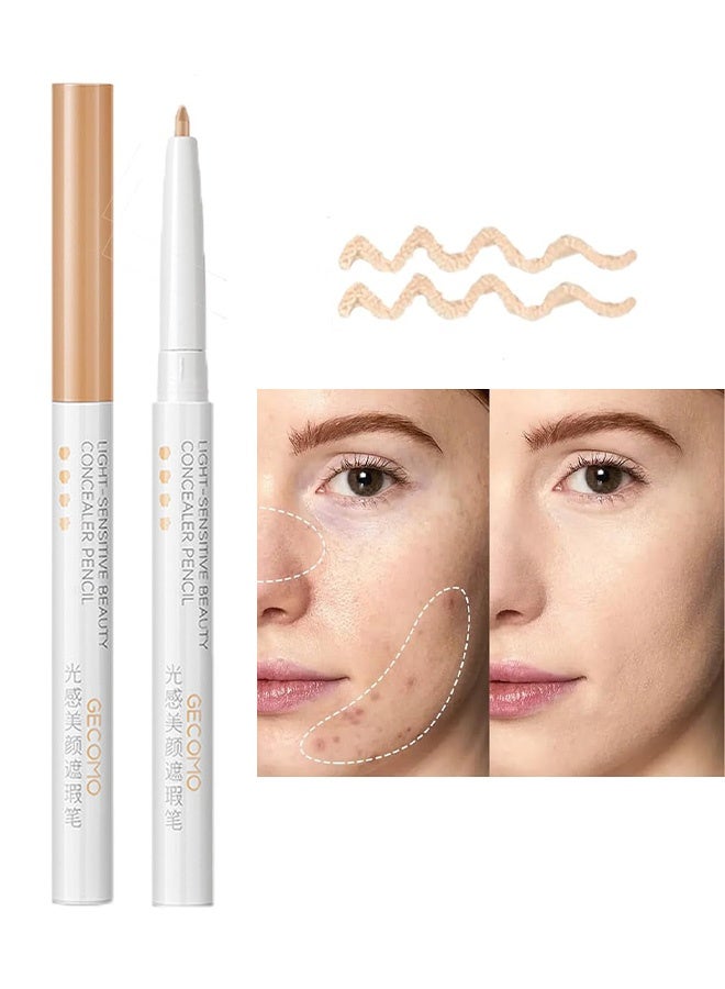 جيكومو قلم خافي عيوب للجمال حساس للضوء، قلم خافي عيوب متعدد الوظائف، 1/2/3 مقاوم للماء لتغطية كاملة، قلم خافي عيوب لتغيير خط الشفاه، تحسين شكل الحاجب 02# طبيعي - Image 1