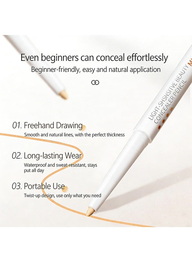 جيكومو قلم خافي عيوب للجمال حساس للضوء، قلم خافي عيوب متعدد الوظائف، 1/2/3 مقاوم للماء لتغطية كاملة، قلم خافي عيوب لتغيير خط الشفاه، تحسين شكل الحاجب 02# طبيعي - Image 5