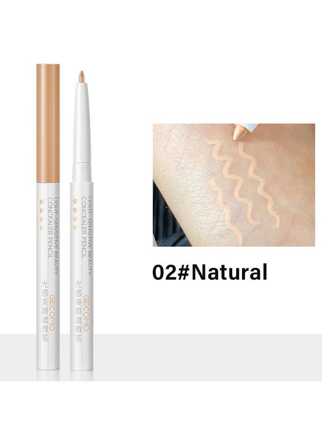 جيكومو قلم خافي عيوب للجمال حساس للضوء، قلم خافي عيوب متعدد الوظائف، 1/2/3 مقاوم للماء لتغطية كاملة، قلم خافي عيوب لتغيير خط الشفاه، تحسين شكل الحاجب 02# طبيعي - Image 2