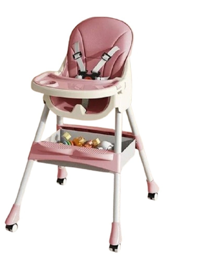 FULL JOY Adjustable Multifunctional Portable Foldable Dining Highchair With Removable Tray-Pink  - Image 4