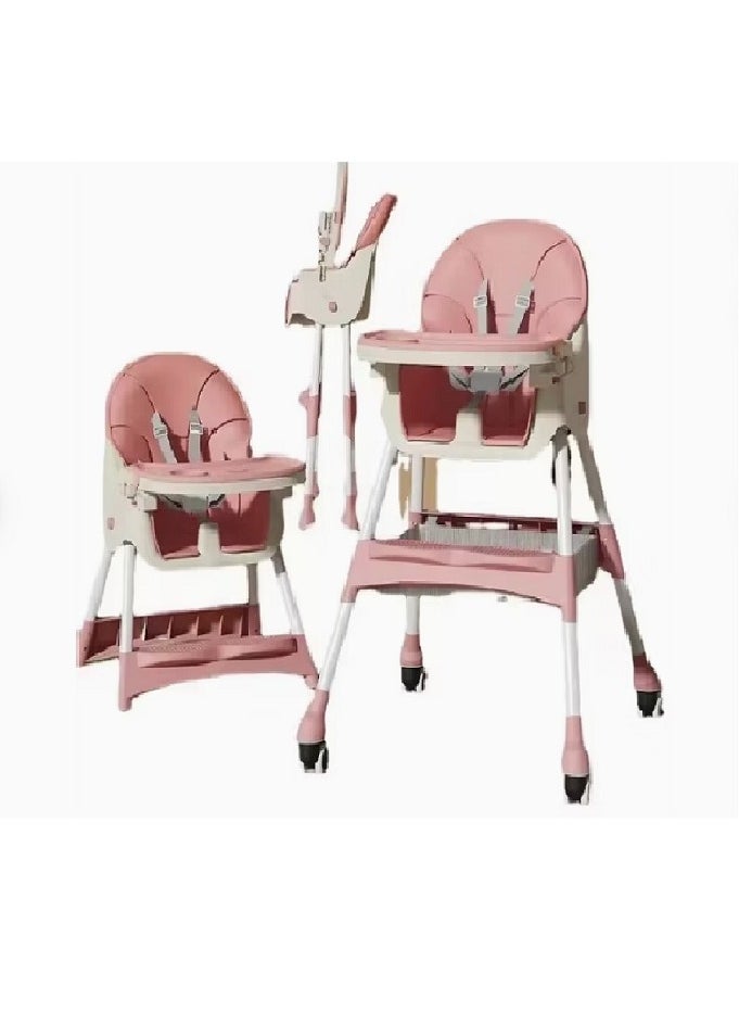 FULL JOY Adjustable Multifunctional Portable Foldable Dining Highchair With Removable Tray-Pink  - Image 2