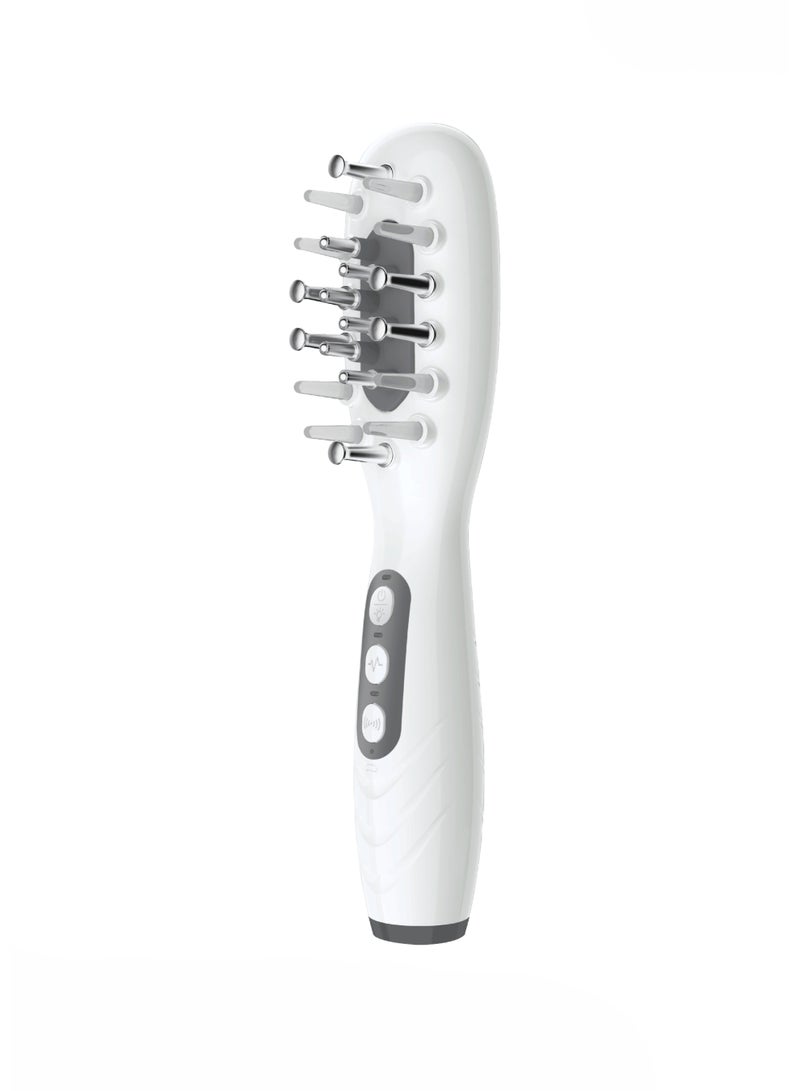 porodo Light Therapy Scalp Massager Comb with 8ml Oil Container / EMS Scalp Activation / 3-Mode LED Therapy / Vibration Massage / Type-C Fast Charging / Lightweight & Portable - White - Image 1